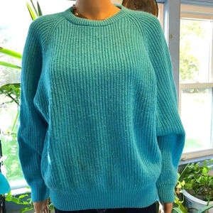 Anne Campbell women's Size M Knit Heavy Sweater Blue Cozy Grannycore